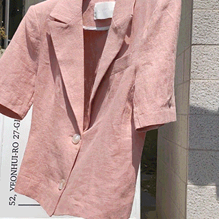 jk2120 セミクロップド丈リネン半袖ジャケット
